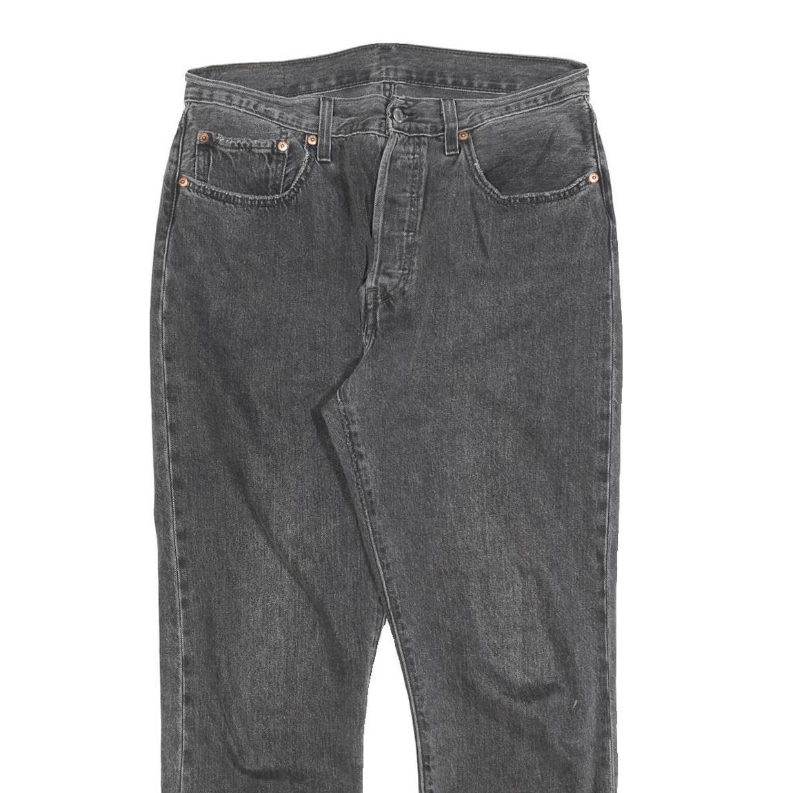 LEVI'S 501 Womens Jeans Black Regular Straight Denim Raw W30 L28 Button Closure
