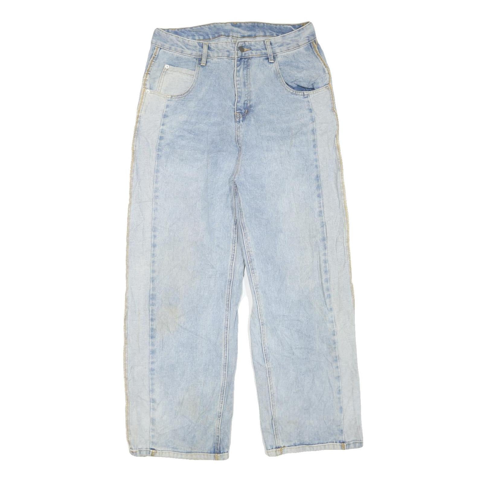 MODE SIMPLE Womens Jeans Light Blue Regular Straight Denim W32 L28 Cotton Blend