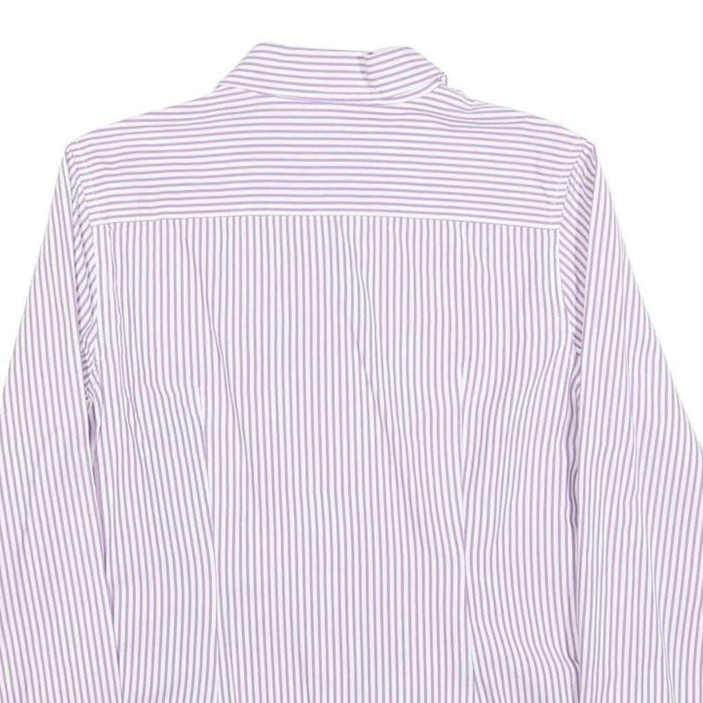 TOMMY HILFIGER Womens White & Purple Striped Shirt M Classic Cotton Blend Button