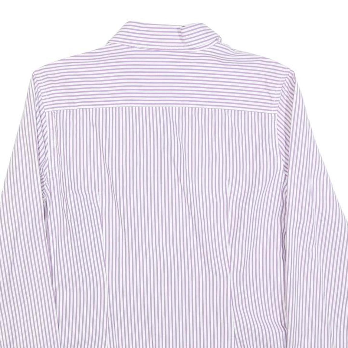 TOMMY HILFIGER Womens White & Purple Striped Shirt M Classic Cotton Blend Button