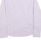 TOMMY HILFIGER Womens White & Purple Striped Shirt M Classic Cotton Blend Button