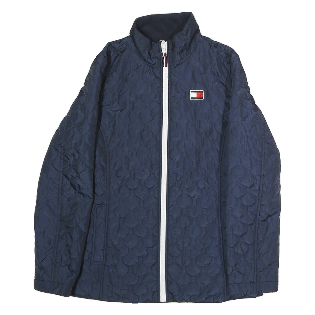 TOMMY HILFIGER Womens Blue Quilted Jacket S Polyester Zip Casual Lightweight