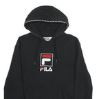 FILA Mens Black Pullover Hoodie S Logo Embroidered Cotton Blend Sweatshirt