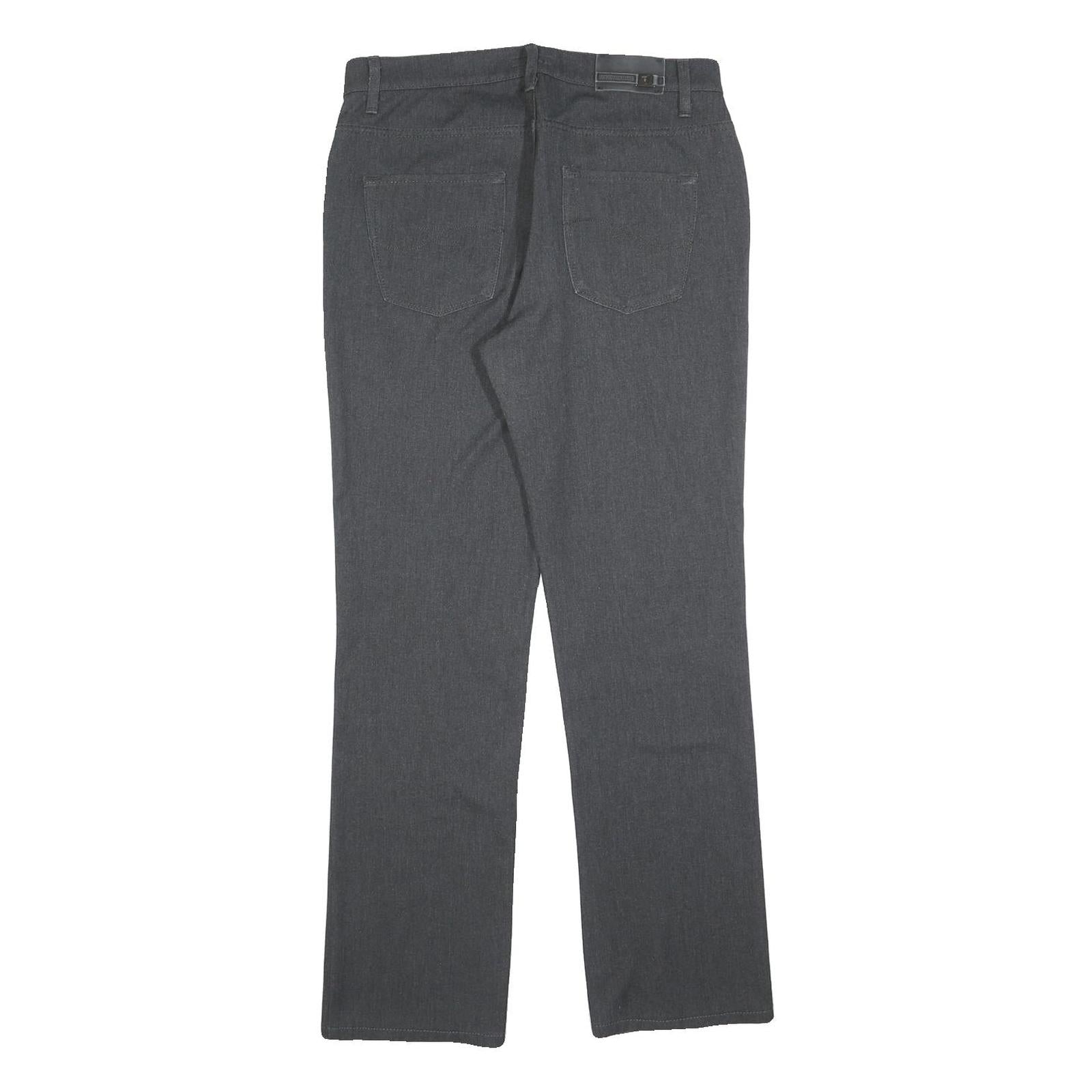 TRUSSARDI Womens Regular Grey Cotton Blend Trousers W30 L30 Zip Closure Classic