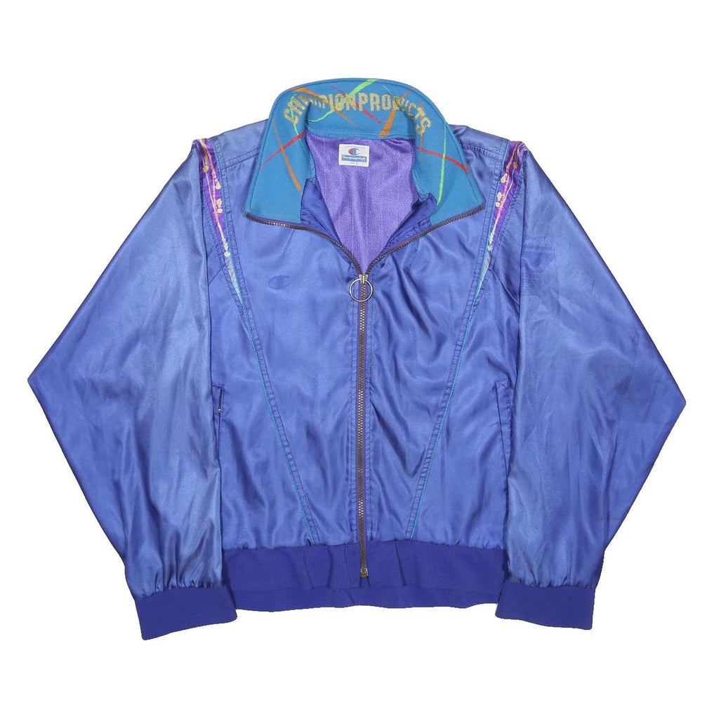 CHAMPION Womens Blue Synthetic Zip Jacket L Athletic Plain Lightweight Sports