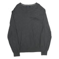 NAUTICA Mens Grey Plain Cotton V-Neck Basic Knit Jumper XL Classic Style