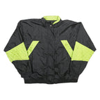 SPORT ESSENTIALS Womens Black & Neon Lightweight Nylon Zip Jacket L Retro
