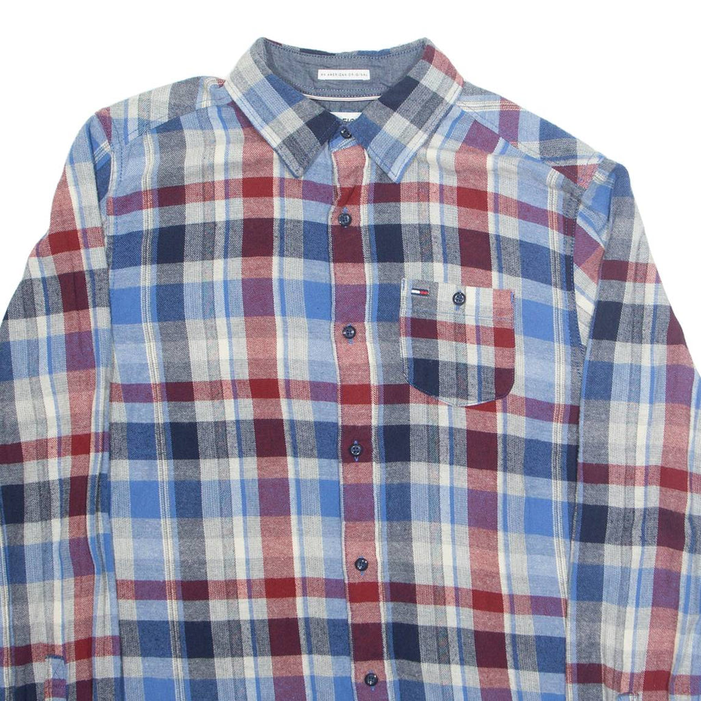 HILFIGER DENIM Mens Shirt Blue Check Long Sleeve S