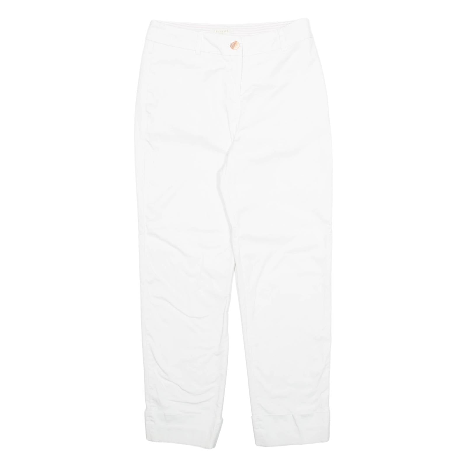 TED BAKER Chino Womens Trousers White Regular Tapered W26 L26