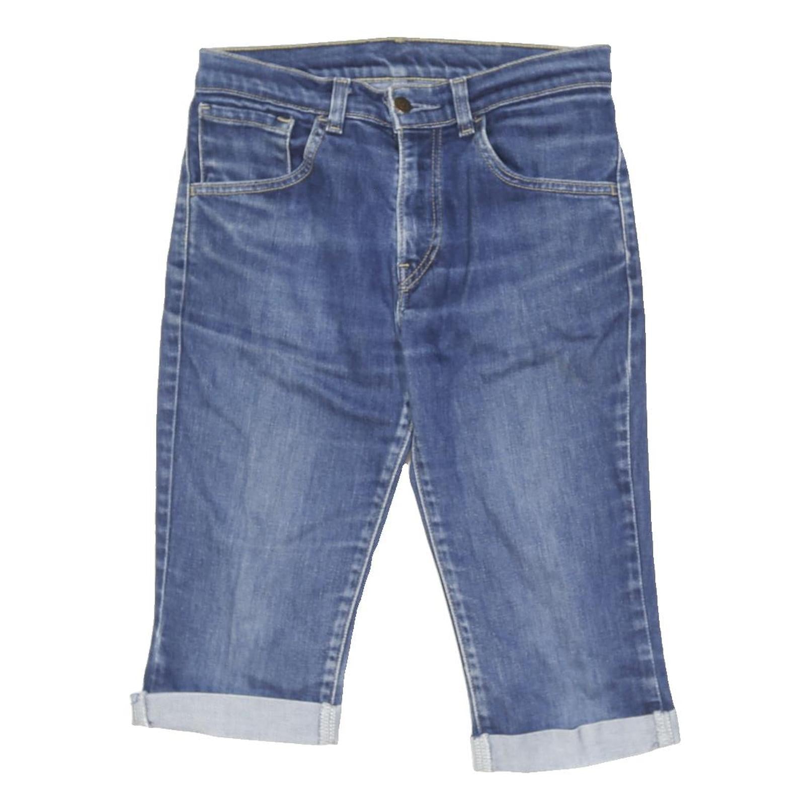 LEVI'S Womens Denim Blue Casual Slim Capris Shorts M W30 Cuffed Pocket Design