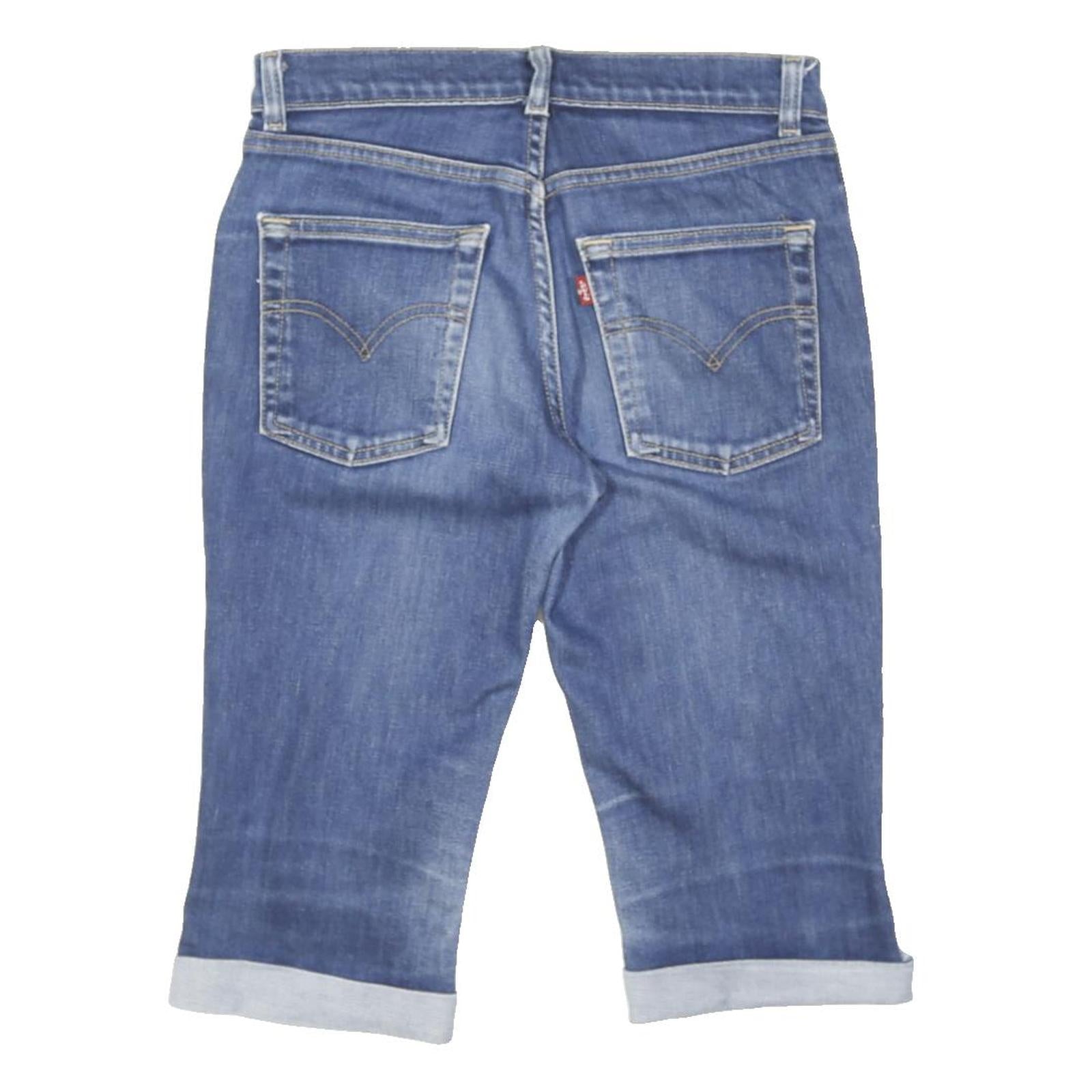 LEVI'S Womens Denim Blue Casual Slim Capris Shorts M W30 Cuffed Pocket Design
