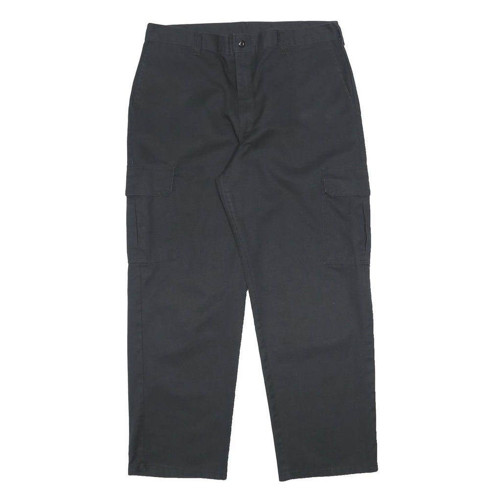 DICKIES Mens Cotton Blend Black Relaxed Straight Trousers W36 L30 Workwear Cargo