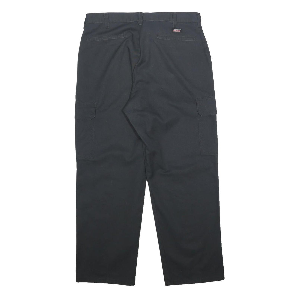 DICKIES Mens Cotton Blend Black Relaxed Straight Trousers W36 L30 Workwear Cargo