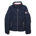 TOMMY HILFIGER Womens Navy Blue Puffer Jacket XS Polyester Quilted Zip Up