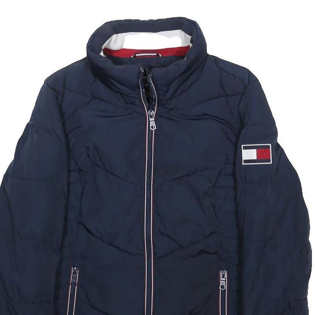 TOMMY HILFIGER Womens Navy Blue Puffer Jacket XS Polyester Quilted Zip Up