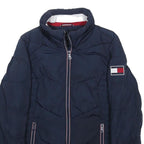 TOMMY HILFIGER Womens Navy Blue Puffer Jacket XS Polyester Quilted Zip Up