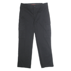 DICKIES Mens Cotton Blend Black Classic Cargo Trousers W32 L30 Workwear Zip
