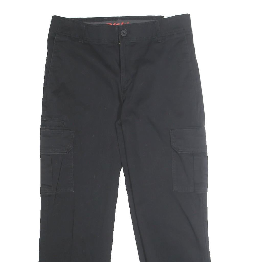 DICKIES Mens Cotton Blend Black Classic Cargo Trousers W32 L30 Workwear Zip