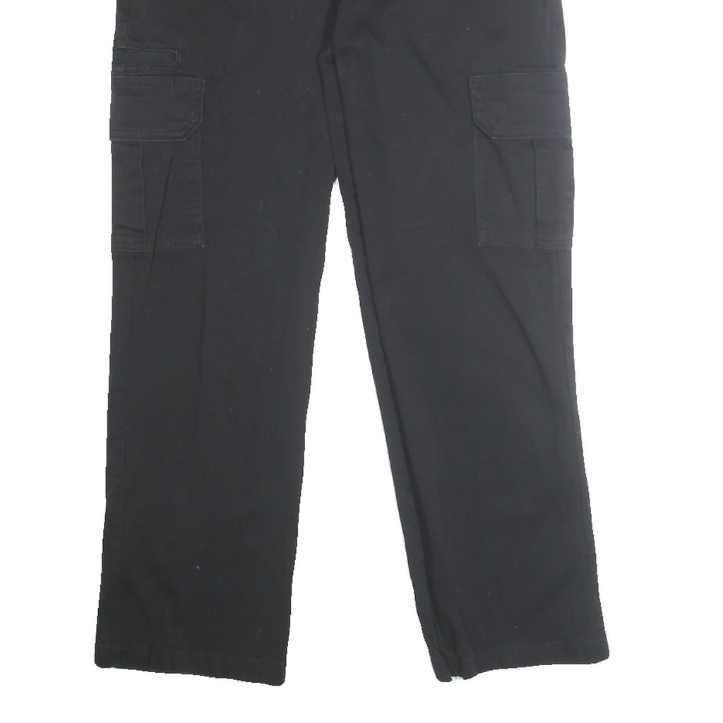 DICKIES Mens Cotton Blend Black Classic Cargo Trousers W32 L30 Workwear Zip