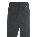 DICKIES Mens Cotton Blend Black Classic Cargo Trousers W32 L30 Workwear Zip