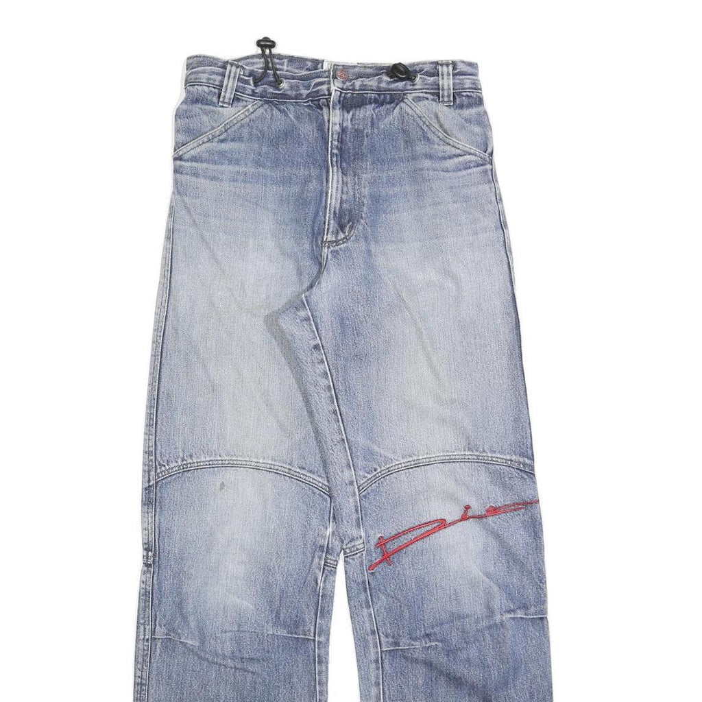 M DIA Womens Regular Blue Denim Rinse Jeans W28 L32 Embroidered Logo Cotton