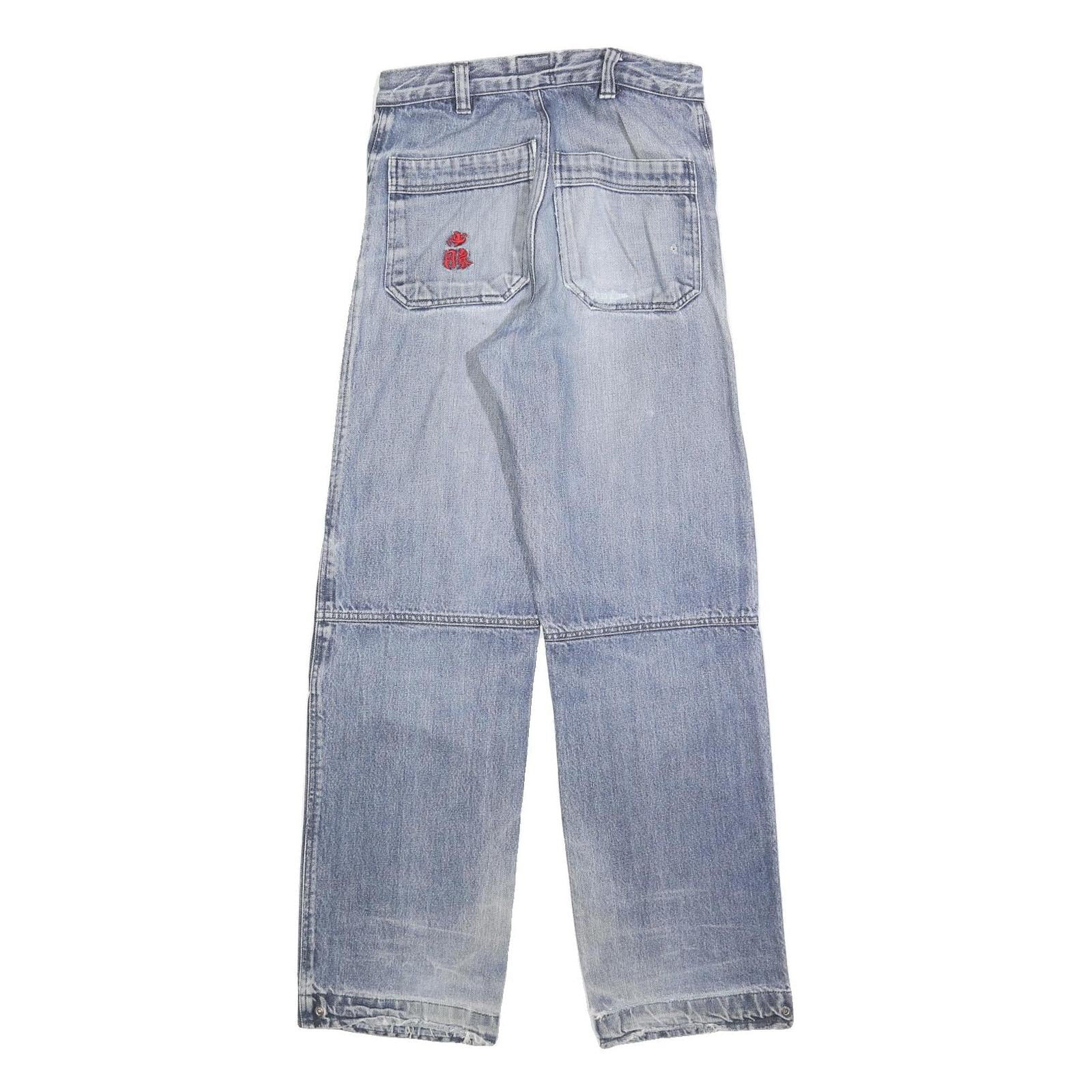 M DIA Womens Regular Blue Denim Rinse Jeans W28 L32 Embroidered Logo Cotton