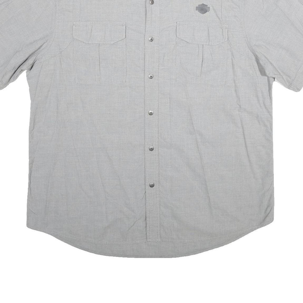 HARLEY DAVIDSON Mens Grey Cotton 2XL Short Sleeve Shirt Motorcycle Logo Casual