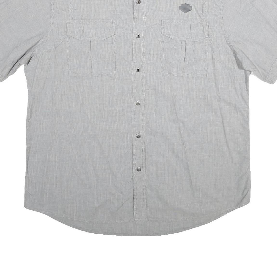 HARLEY DAVIDSON Mens Grey Cotton 2XL Short Sleeve Shirt Motorcycle Logo Casual