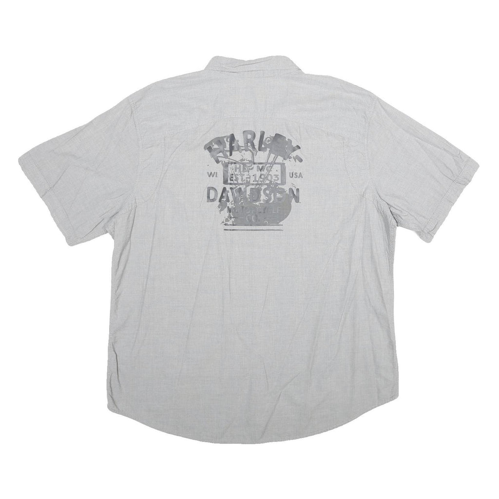 HARLEY DAVIDSON Mens Grey Cotton 2XL Short Sleeve Shirt Motorcycle Logo Casual