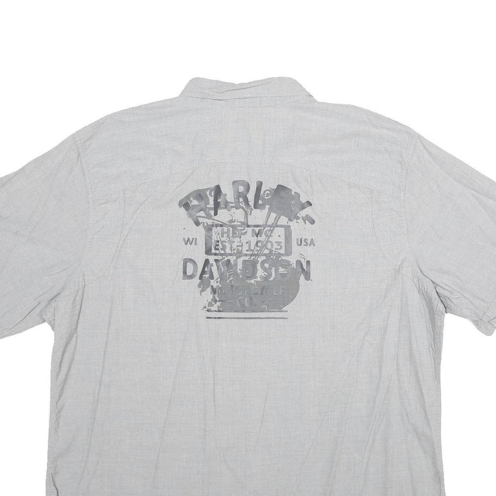 HARLEY DAVIDSON Mens Grey Cotton 2XL Short Sleeve Shirt Motorcycle Logo Casual