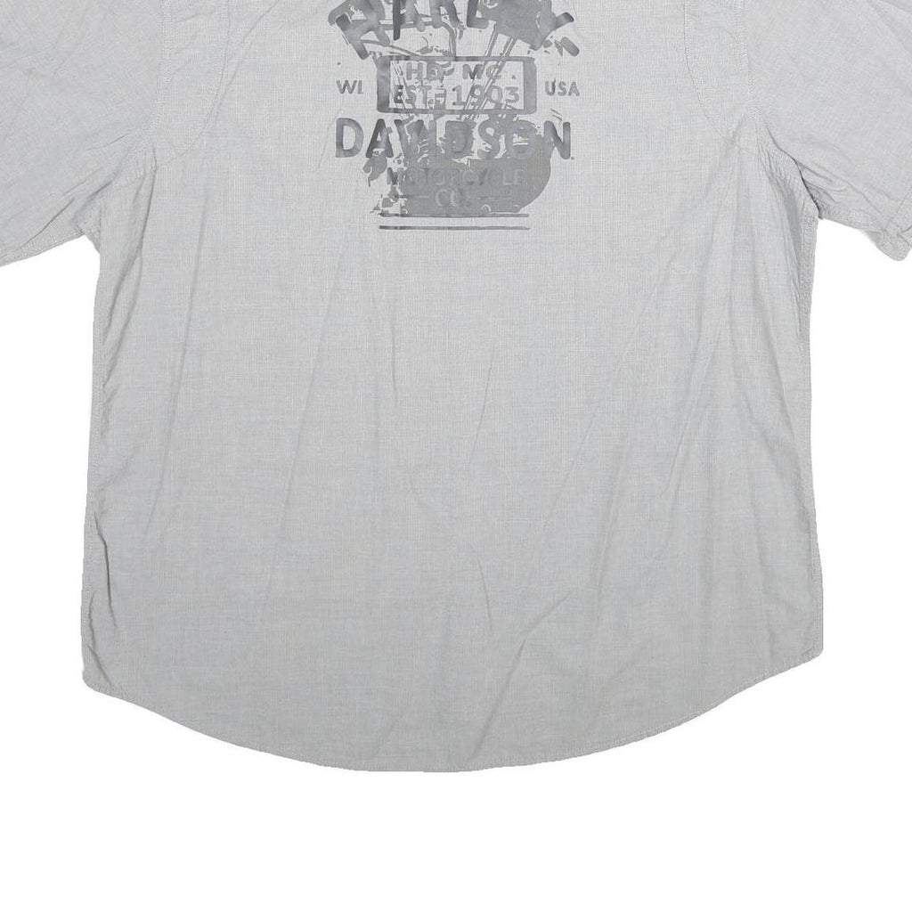 HARLEY DAVIDSON Mens Grey Cotton 2XL Short Sleeve Shirt Motorcycle Logo Casual