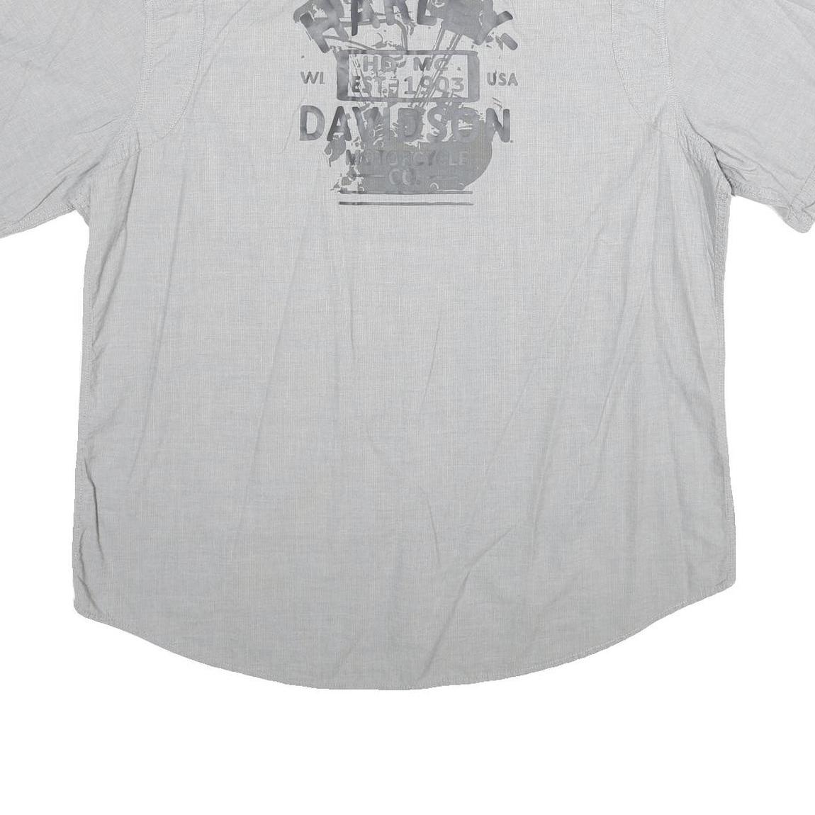 HARLEY DAVIDSON Mens Grey Cotton 2XL Short Sleeve Shirt Motorcycle Logo Casual