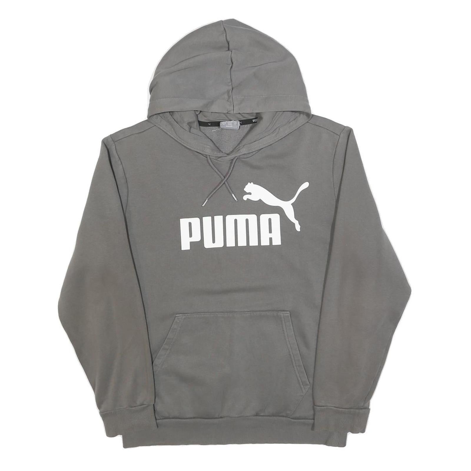 PUMA Mens Grey Pullover Hoodie S Cotton Blend Casual Sportswear