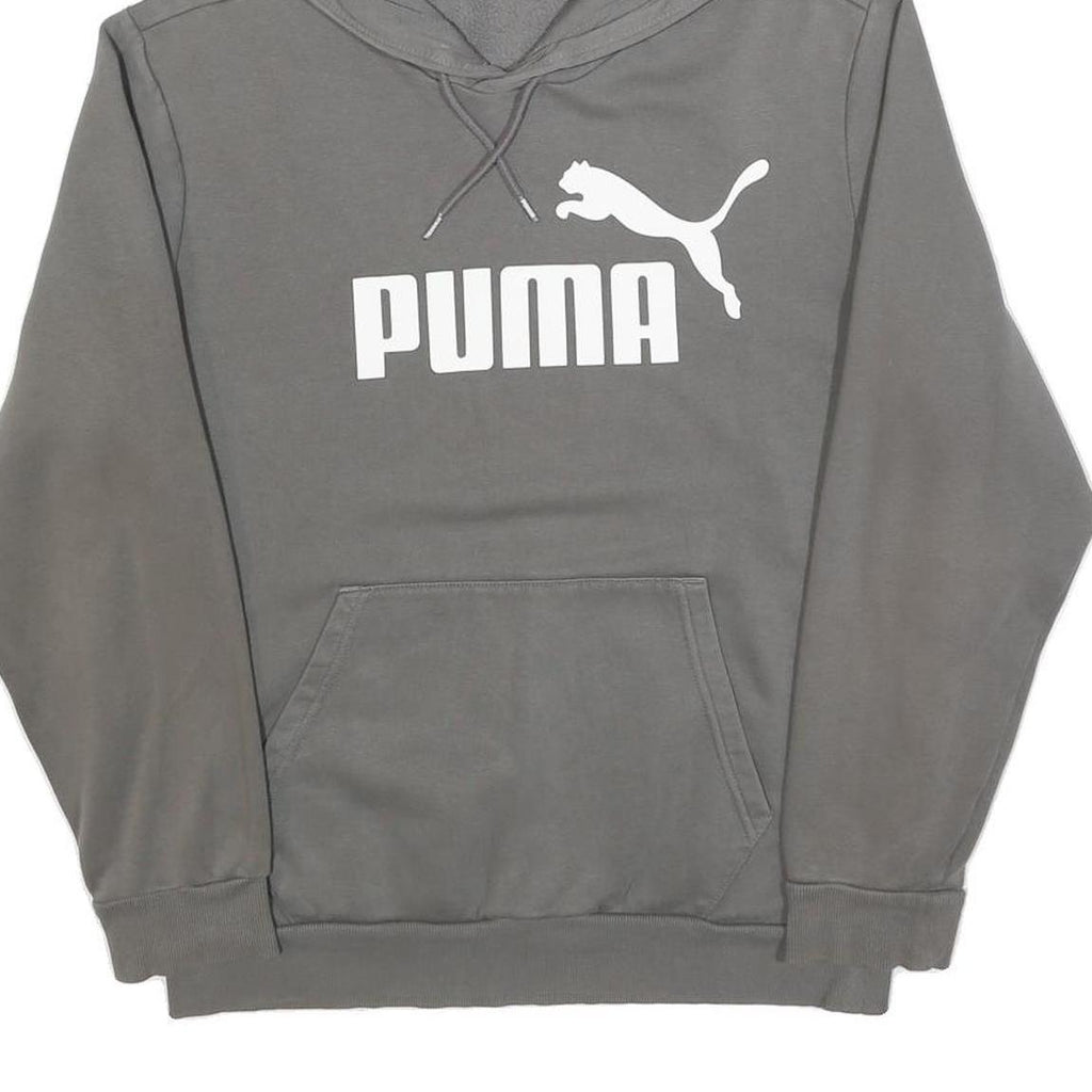 PUMA Mens Grey Pullover Hoodie S Cotton Blend Casual Sportswear