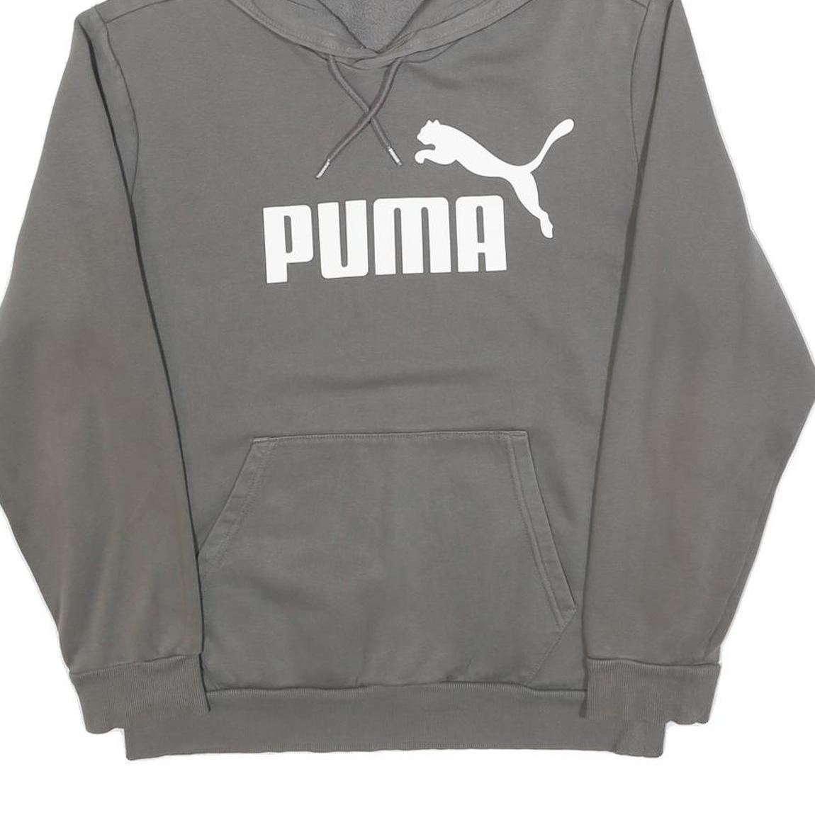 PUMA Mens Grey Pullover Hoodie S Cotton Blend Casual Sportswear