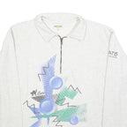 SWITCHER Womens White Graphic Collared M Cotton Blend Sweatshirt Pullover Zip