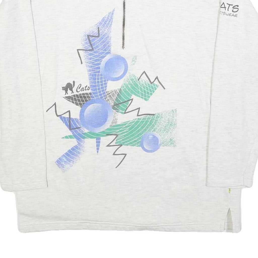 SWITCHER Womens White Graphic Collared M Cotton Blend Sweatshirt Pullover Zip