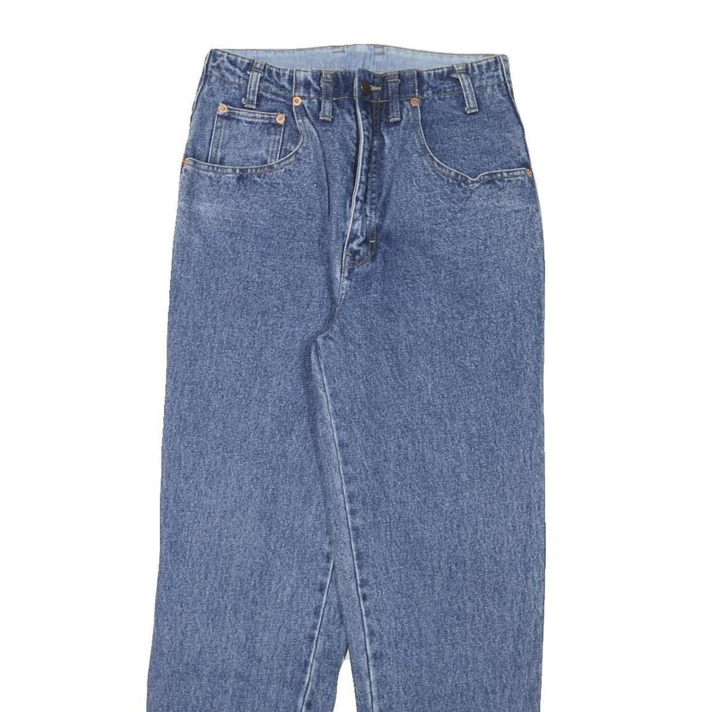 TEDDYS Mens Cotton Blend Blue Slim Straight Trousers W27 L28 Stylish Zip Closure