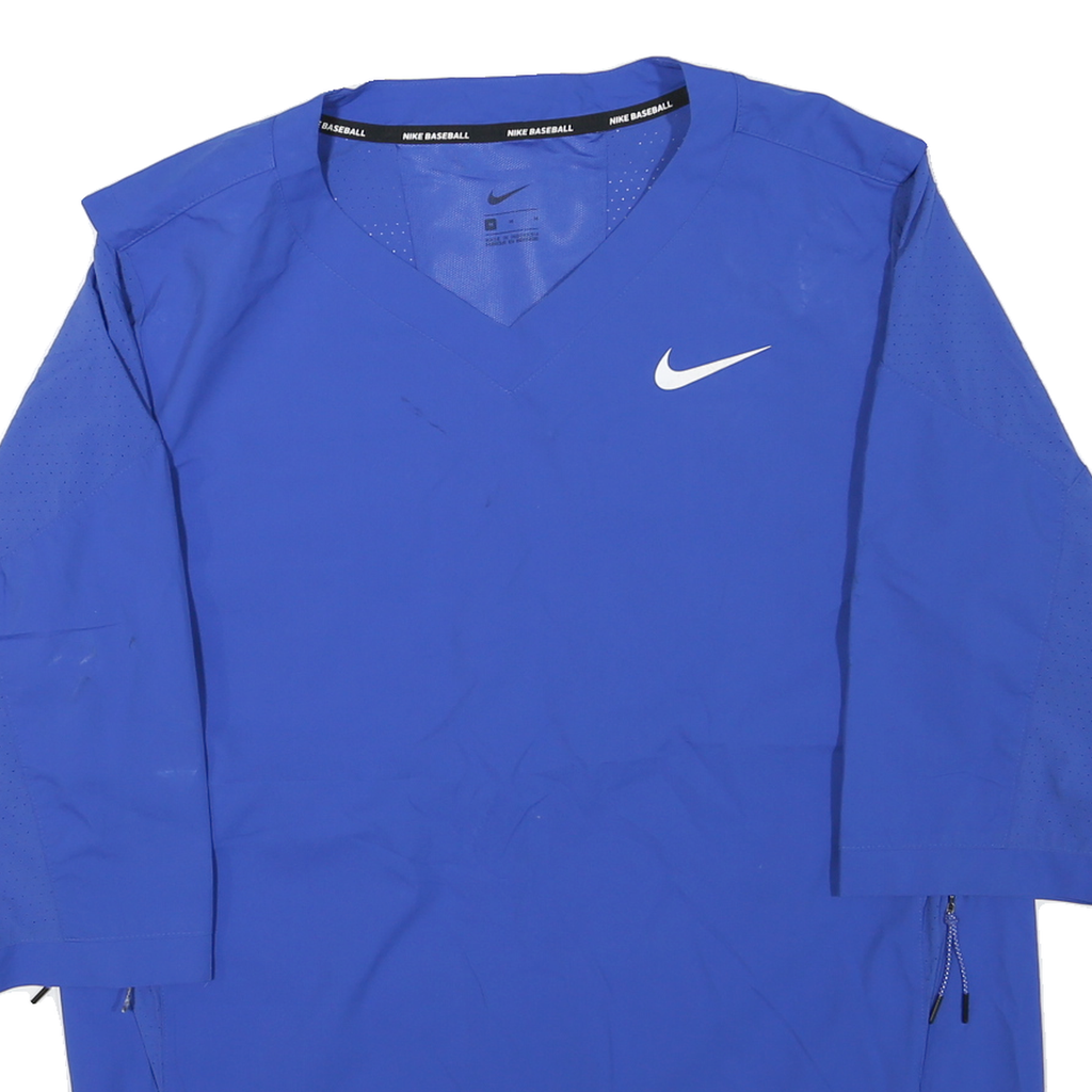 NIKE Mens Blue Baseball Pullover Jacket M Polyester Blend Plain Lightweight