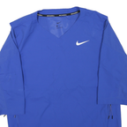 NIKE Mens Blue Baseball Pullover Jacket M Polyester Blend Plain Lightweight