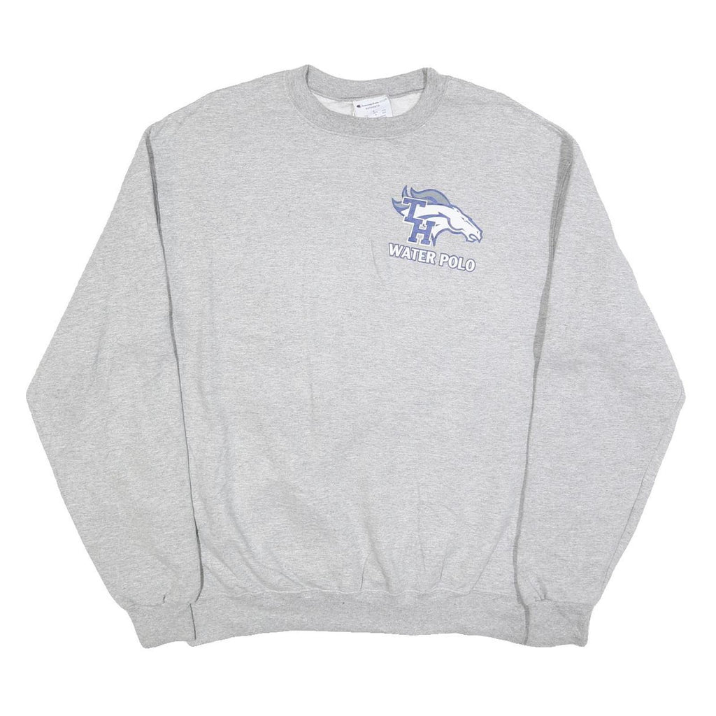 CHAMPION Mens Grey TH Water Polo Crew Neck L Cotton Blend Sweatshirt Pullover