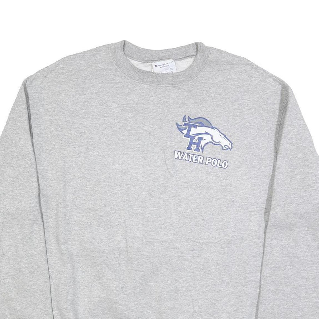CHAMPION Mens Grey TH Water Polo Crew Neck L Cotton Blend Sweatshirt Pullover