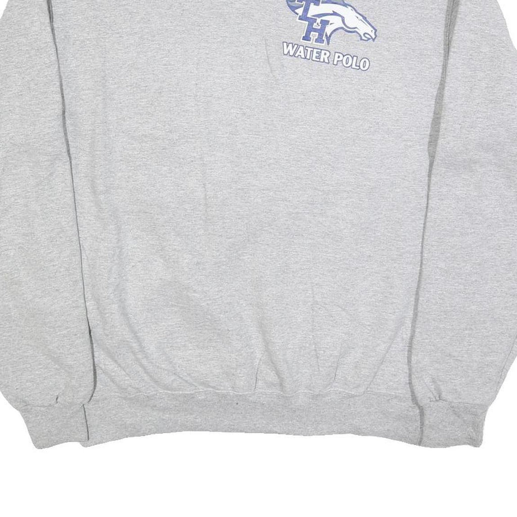 CHAMPION Mens Grey TH Water Polo Crew Neck L Cotton Blend Sweatshirt Pullover