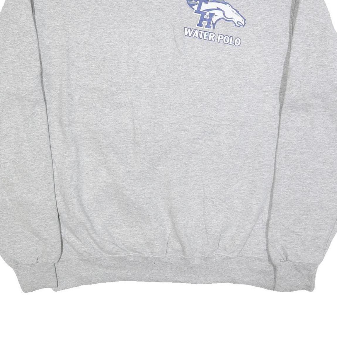 CHAMPION Mens Grey TH Water Polo Crew Neck L Cotton Blend Sweatshirt Pullover