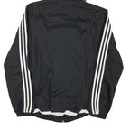 ADIDAS Womens Black Nylon Zip Hooded Track Jacket S Sporty Classic Stripe