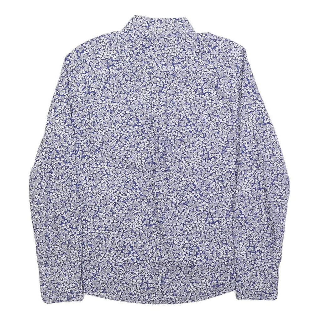 CARHARTT Womens Blue & White Floral Cotton Blend Shirt S Button Down Collar Long