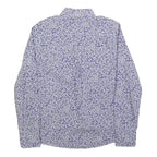 CARHARTT Womens Blue & White Floral Cotton Blend Shirt S Button Down Collar Long
