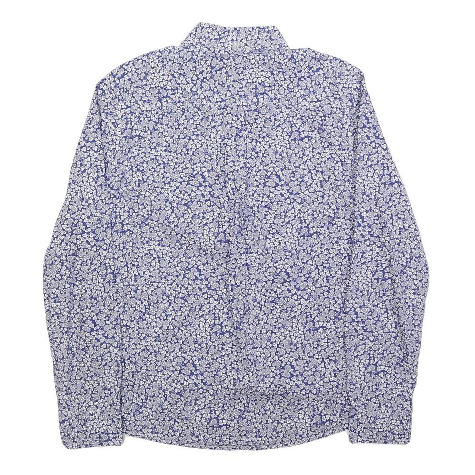 CARHARTT Womens Blue & White Floral Cotton Blend Shirt S Button Down Collar Long