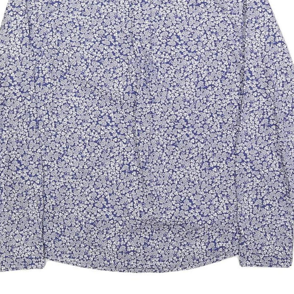 CARHARTT Womens Blue & White Floral Cotton Blend Shirt S Button Down Collar Long