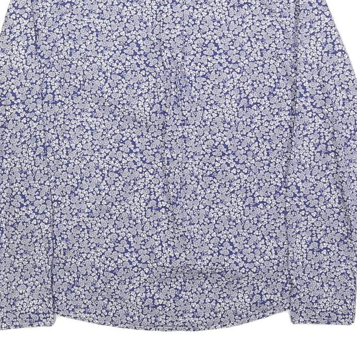 CARHARTT Womens Blue & White Floral Cotton Blend Shirt S Button Down Collar Long